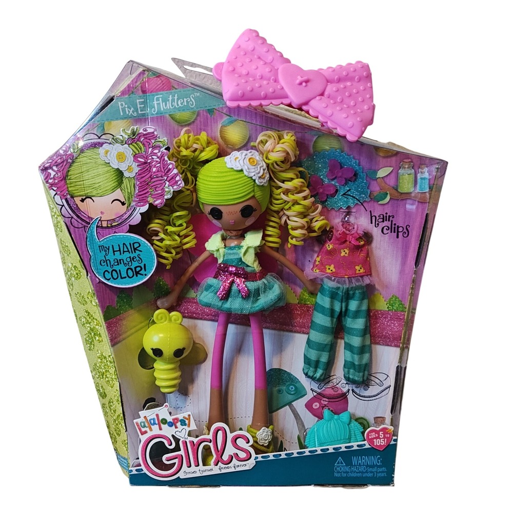 Lalaloopsy Girls Pix E. Flutters Doll NIB Green Retired MGA w‎ Pet Rare